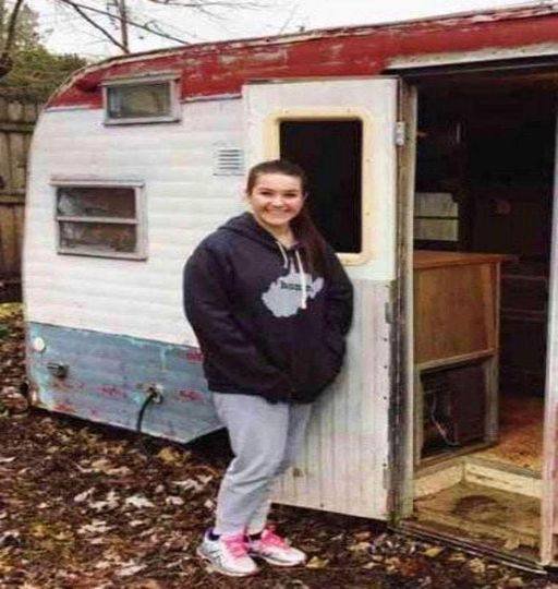 A teenage girl paid barely $200 for an old caravan